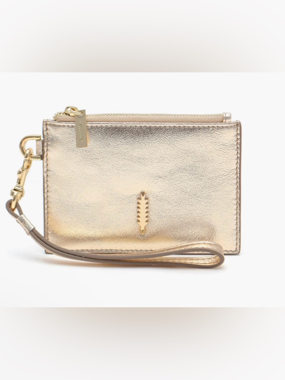 Metallic Gold Leather Kali Wristlet Pouch